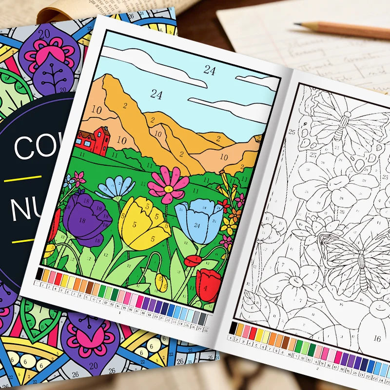 Color by Number for Adults Coloring Book 32 Pages Floral Mandala Design Stress Relief Relaxation Therapy Activity Book
