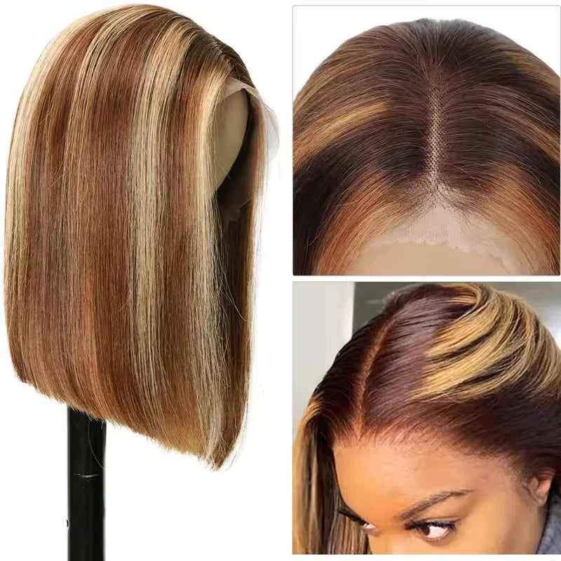 Glueless 4/27 lace bob wig, human hair.