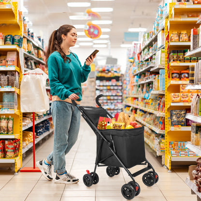 Portable multifunction cart for pets, shopping, picnics.