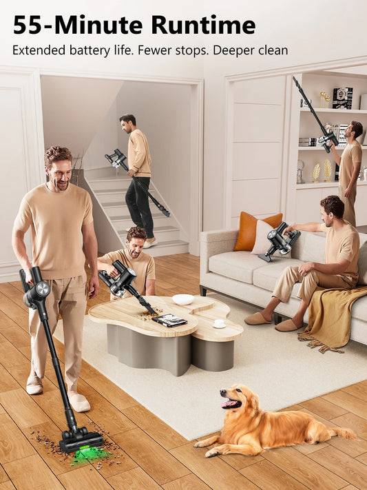 55Kpa Cordless Vacuum With Long Runtime And Anti‑Tangle.