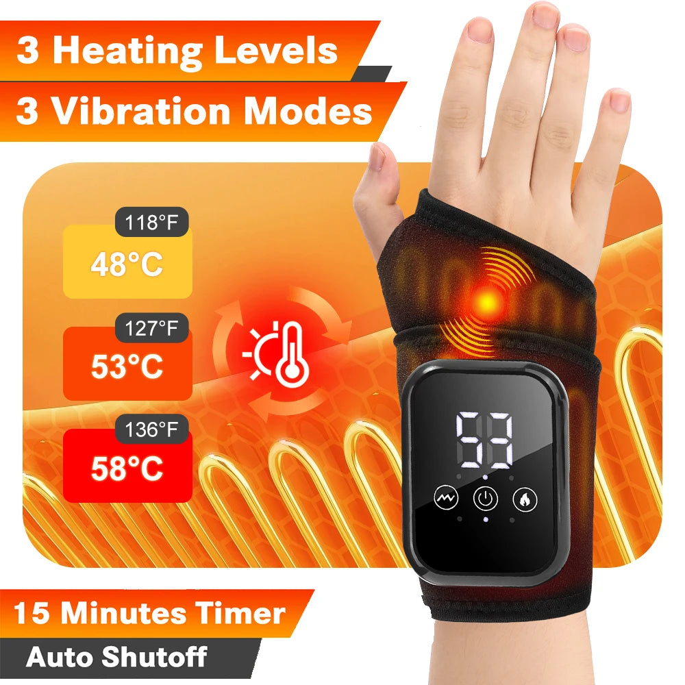 Heated Wrist & Foot Massager for Carpal Tunnel, Cordless Hand Wrist Brace with 5 Heat & 3 Vibration Modes, Arthritis Pain Relief