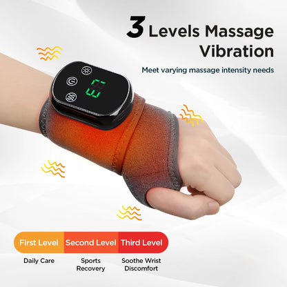 Heated Wrist & Foot Massager for Carpal Tunnel, Cordless Hand Wrist Brace with 5 Heat & 3 Vibration Modes, Arthritis Pain Relief