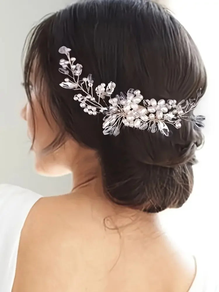 Crystal Rhinestone Flower Pearl Hair Comb Bridal Headband Tiara Hairpin Party Wedding Bridal Hair Accessories Jewelry