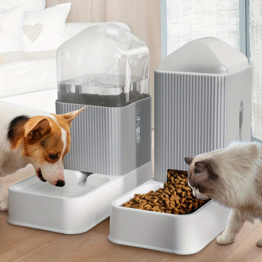 Automatic 3.5L pet feeder and water dispenser combo