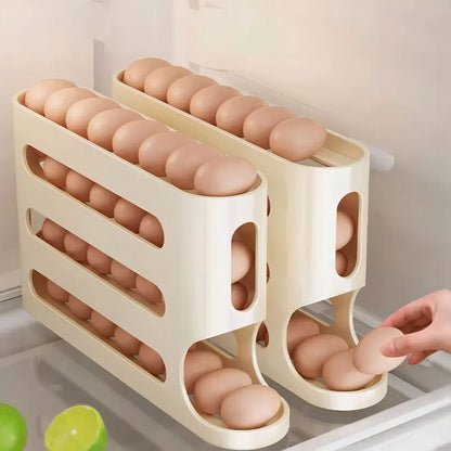 Four‑Layer Automatic Rolling Egg Holder For Fridge.