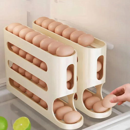 Four‑Layer Automatic Rolling Egg Holder For Fridge.