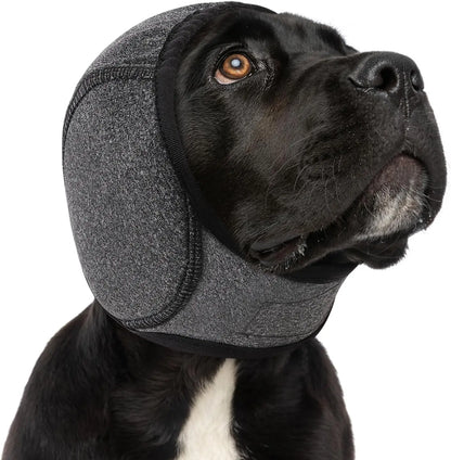 Calming dog ear‑muff hood for noise protection