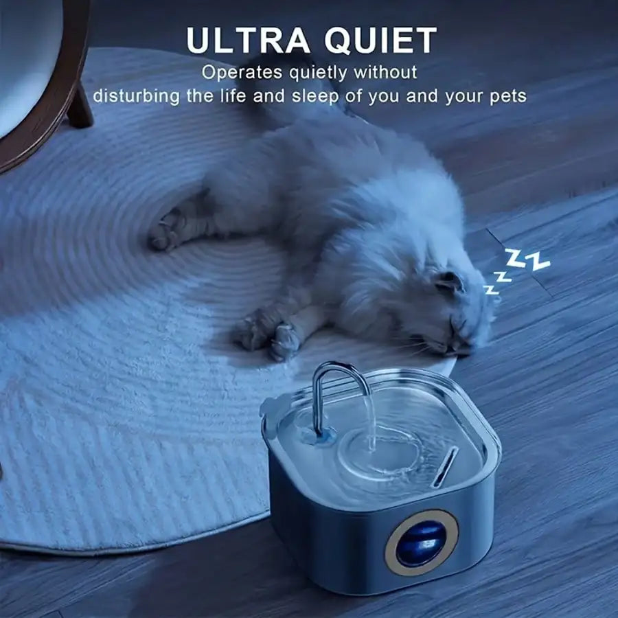 Quiet 108oz stainless USB cat and dog fountain.