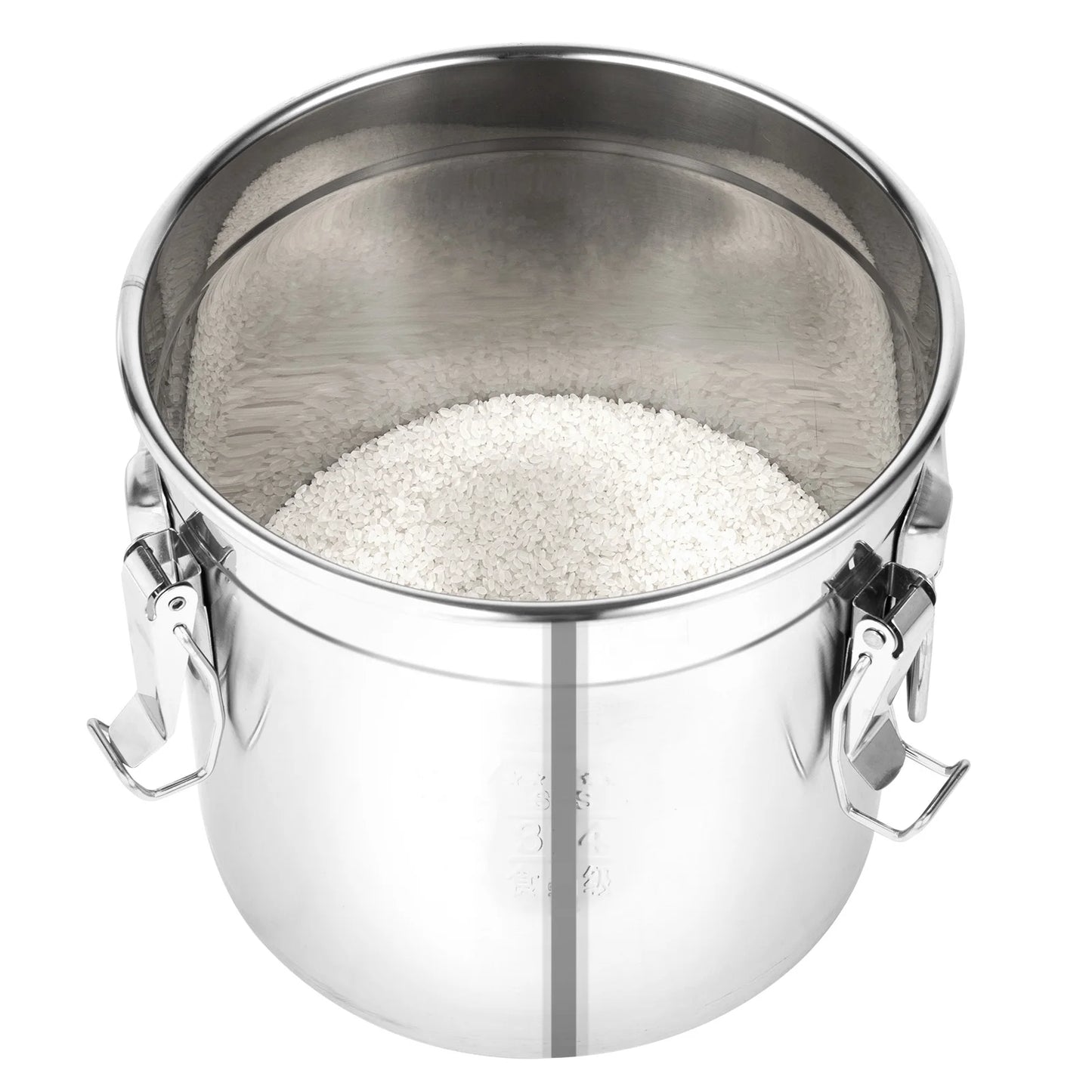 21/33L Stainless Steel Storage Bucket With Lids and 3 Sturdy Locking Clamp Storing Various Dry/Wet Items