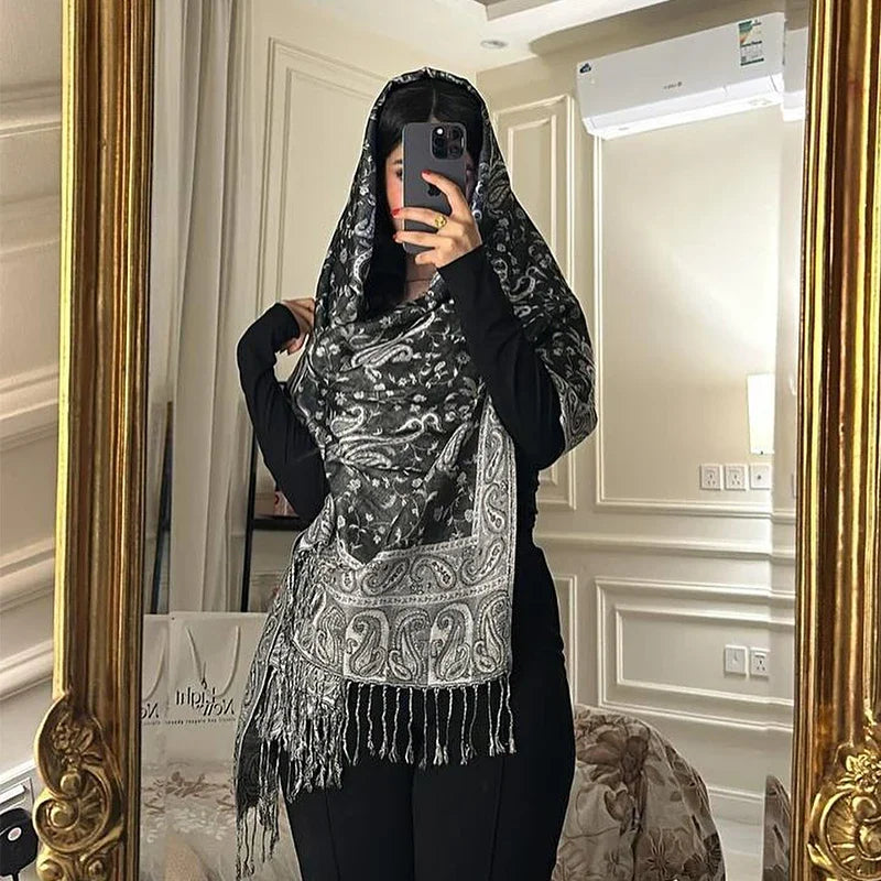 Autumn Winter Scarf Women Pashmina Shawls Cashmere Blanket Paisley Warm Thick Chunky Stoles Lady Elegant Poncho Outdoor Bufanda