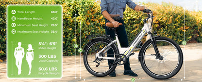 1000W Peak Electric Bike for Adults Cybervelo EK2 26" Step-Thru 14Ah Removable Battery 80Miles City Commuter Ebike