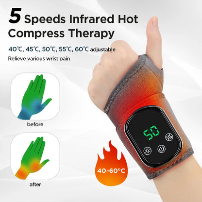 Heated Wrist & Foot Massager for Carpal Tunnel, Cordless Hand Wrist Brace with 5 Heat & 3 Vibration Modes, Arthritis Pain Relief