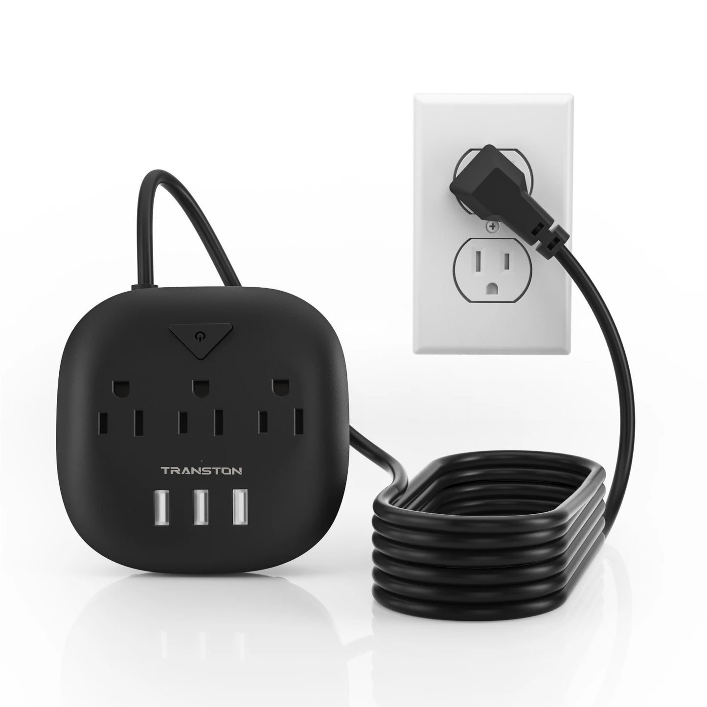 Power strip with switch, 3  power strip   , 3 USB Ports, 10ft Extension Cord, Quick Charge, Fire Resistant, For Home