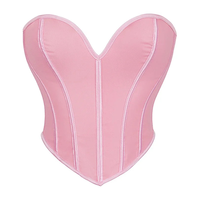 Women Summer Strapless Off Shoulder Corset Camis Crop Tops Backless Bustier Strapless Tube Corselet