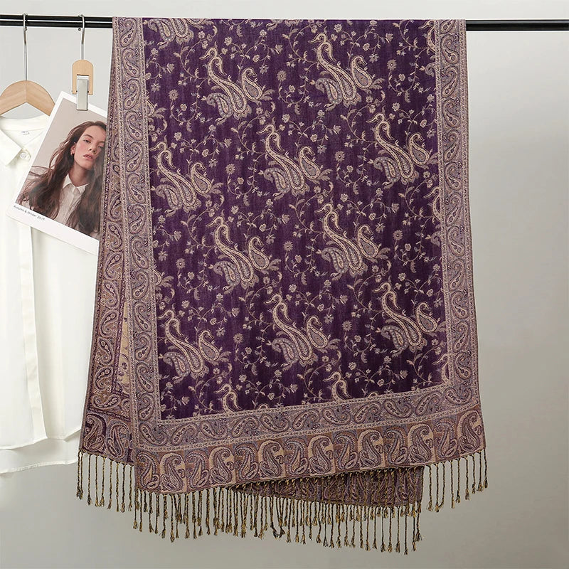 Autumn Winter Scarf Women Pashmina Shawls Cashmere Blanket Paisley Warm Thick Chunky Stoles Lady Elegant Poncho Outdoor Bufanda