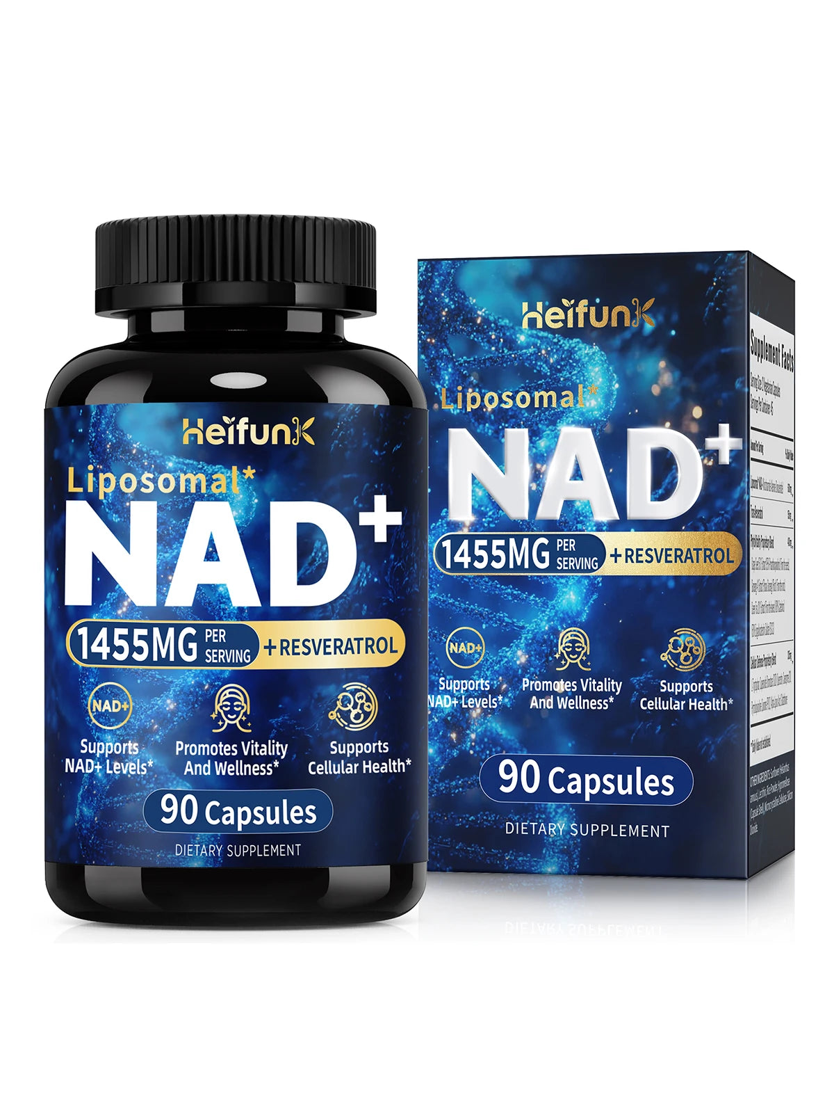 Supplement 1450mg NAD Resveratrol Supplement for Women and Men NAD+ Support Cellular Health Anti Aging 90 Count