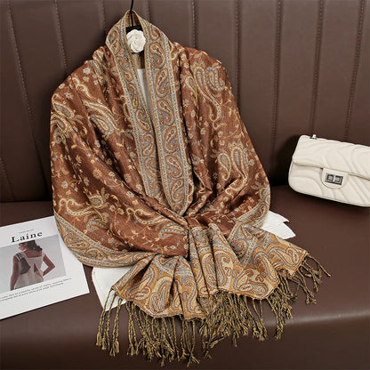 Autumn Winter Scarf Women Pashmina Shawls Cashmere Blanket Paisley Warm Thick Chunky Stoles Lady Elegant Poncho Outdoor Bufanda