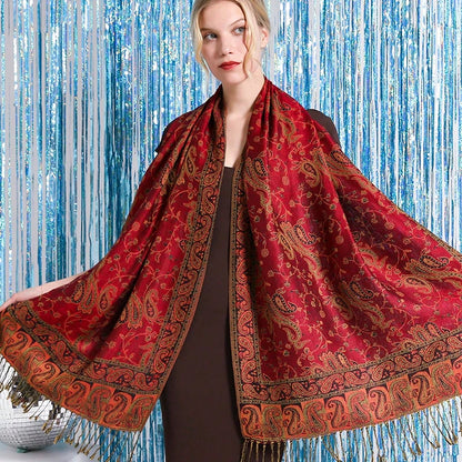 Autumn Winter Scarf Women Pashmina Shawls Cashmere Blanket Paisley Warm Thick Chunky Stoles Lady Elegant Poncho Outdoor Bufanda