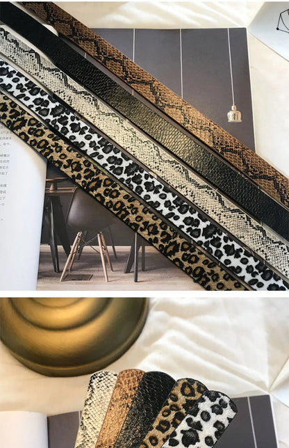 Hot Sale New Fashion Customized PU Leather Leopard Snake Print Slim Belt For Women