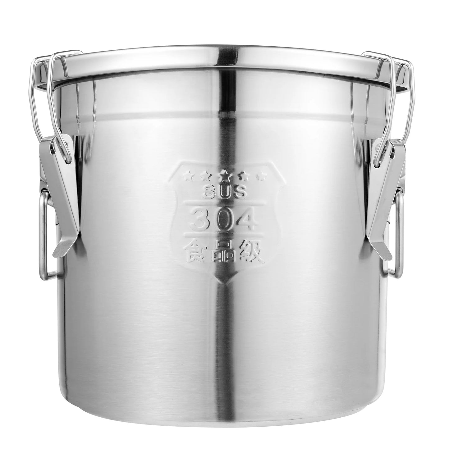 21/33L Stainless Steel Storage Bucket With Lids and 3 Sturdy Locking Clamp Storing Various Dry/Wet Items