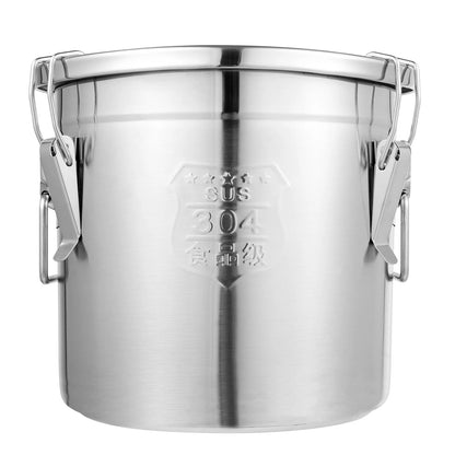 21/33L Stainless Steel Storage Bucket With Lids and 3 Sturdy Locking Clamp Storing Various Dry/Wet Items