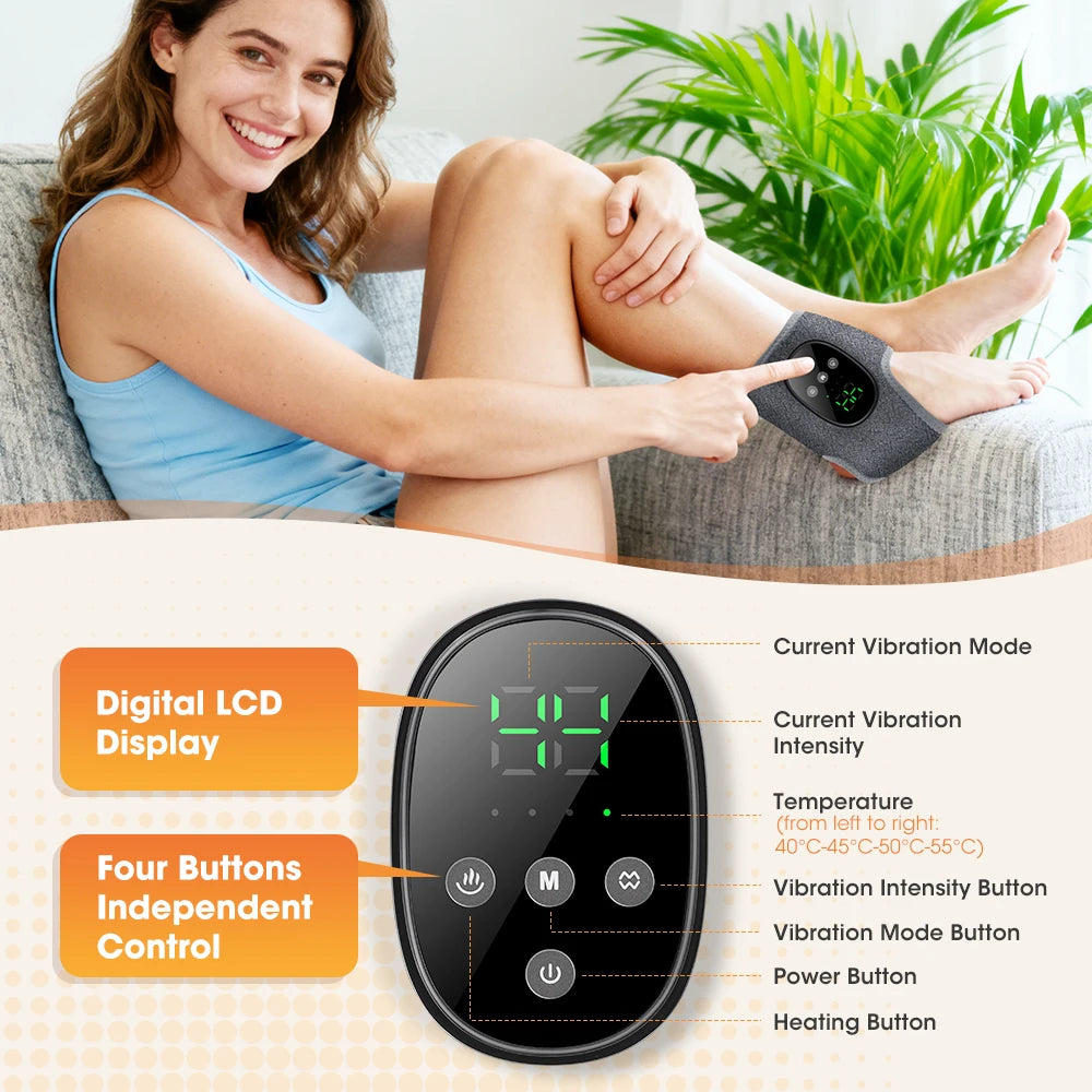 Heated Wrist & Foot Massager for Carpal Tunnel, Cordless Hand Wrist Brace with 5 Heat & 3 Vibration Modes, Arthritis Pain Relief