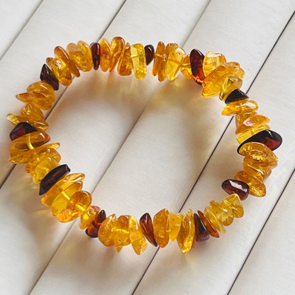 Natural Amber Bracelet Women Healing Gemstone Fine Jewelry Genuine Baltic Ambers Tumbled Stone Bracelets Raw Stones Bangles