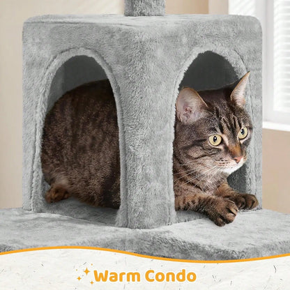 54in Multi-Level Cat Tree Tower With Perch Condo Hammock Scratching Posts Interactive Toy