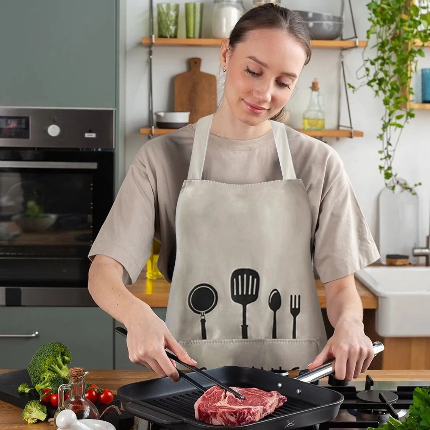 Fashion Cute Printed Apron Unisex Kitchen Cooking Apron Suitable For Cleaning Gardening Handmade Kitchen Cooking