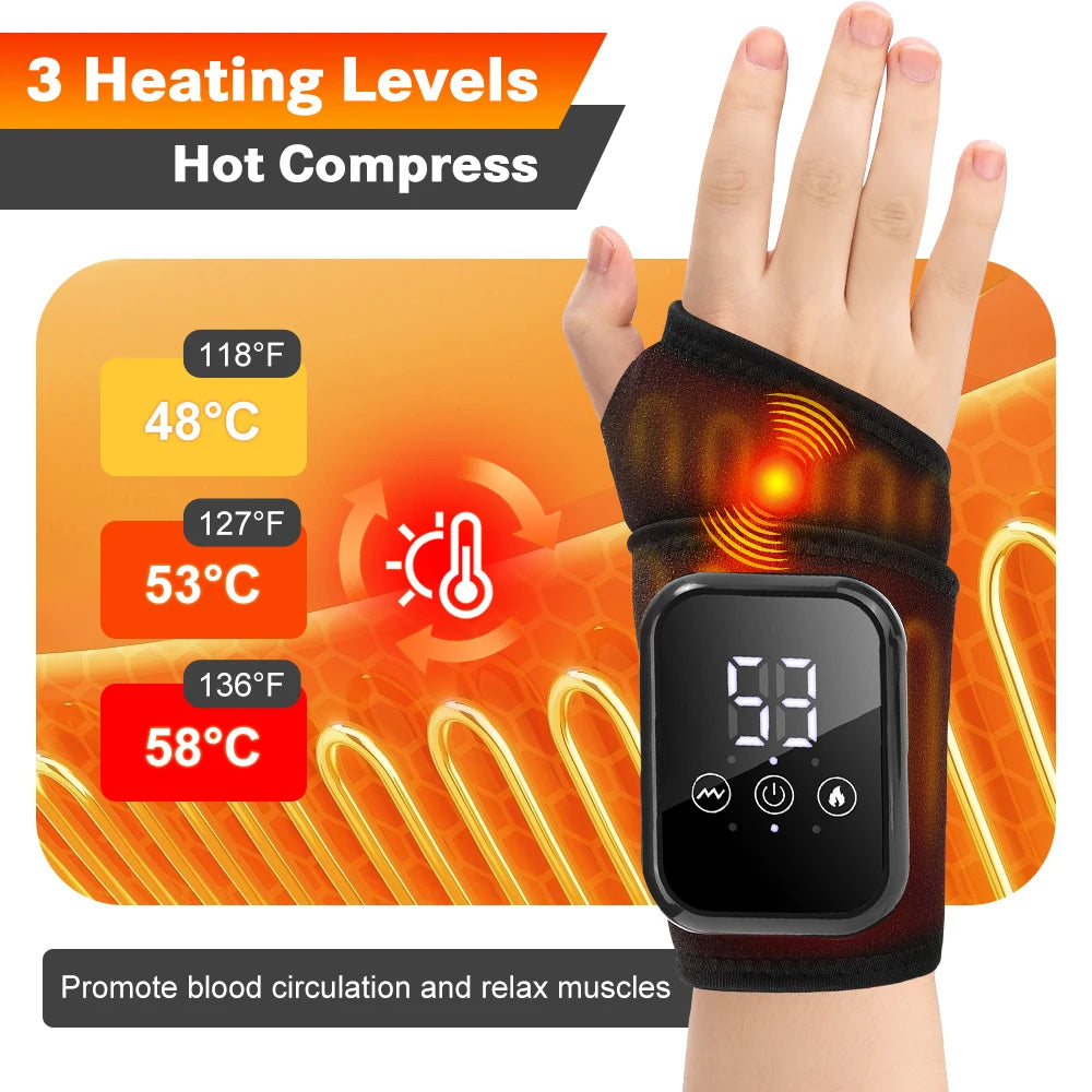Heated Wrist & Foot Massager for Carpal Tunnel, Cordless Hand Wrist Brace with 5 Heat & 3 Vibration Modes, Arthritis Pain Relief