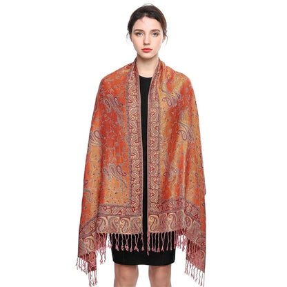 Autumn Winter Scarf Women Pashmina Shawls Cashmere Blanket Paisley Warm Thick Chunky Stoles Lady Elegant Poncho Outdoor Bufanda