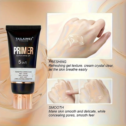 Waterproof Base Transparent Gel Makeup Primer - Full Coverage Matte Foundation With Color Retention, Natural Avocado And Rose Extract