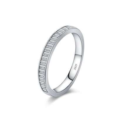 Dazzling D Color Rectangle Moissanite Stackable Rings 925 Sterling Silver Eternity Band Rings For Women Fine Jewelry