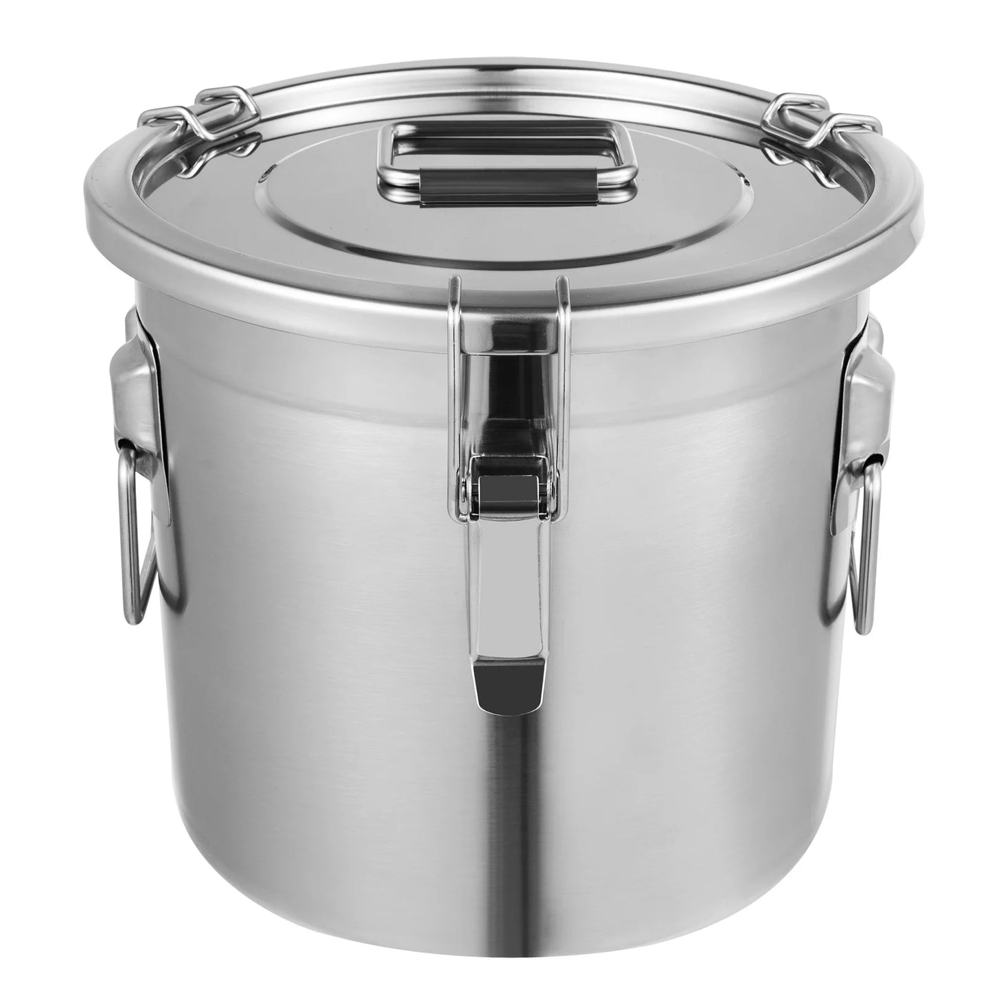 21/33L Stainless Steel Storage Bucket With Lids and 3 Sturdy Locking Clamp Storing Various Dry/Wet Items