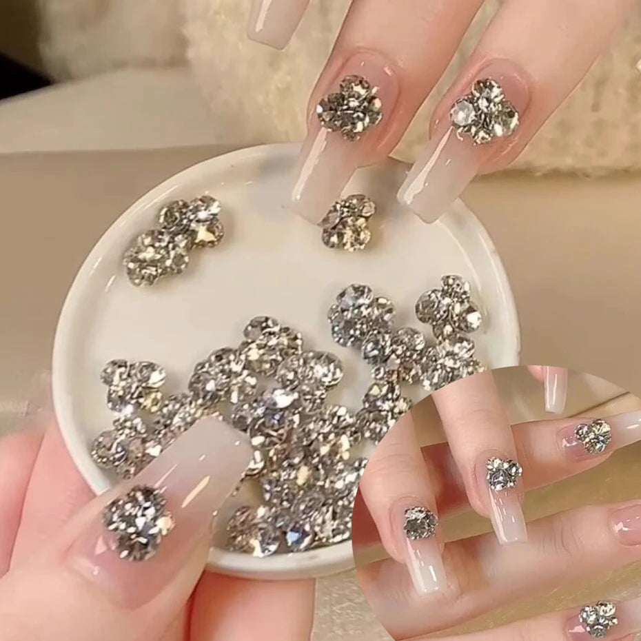 10Pcs 3D K9 Clear Nail Art Rhinestones 2-6mm Sparkle Mini Diamonds Nail Art Decorations DIY Phone Case Crafts Manicure Accessory
