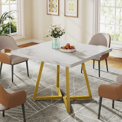 Tribesigns Square Dining Table for 4, 31.5" Industrial Dinner Table with Metal Base, Wood Kitchen Table for Dining Room