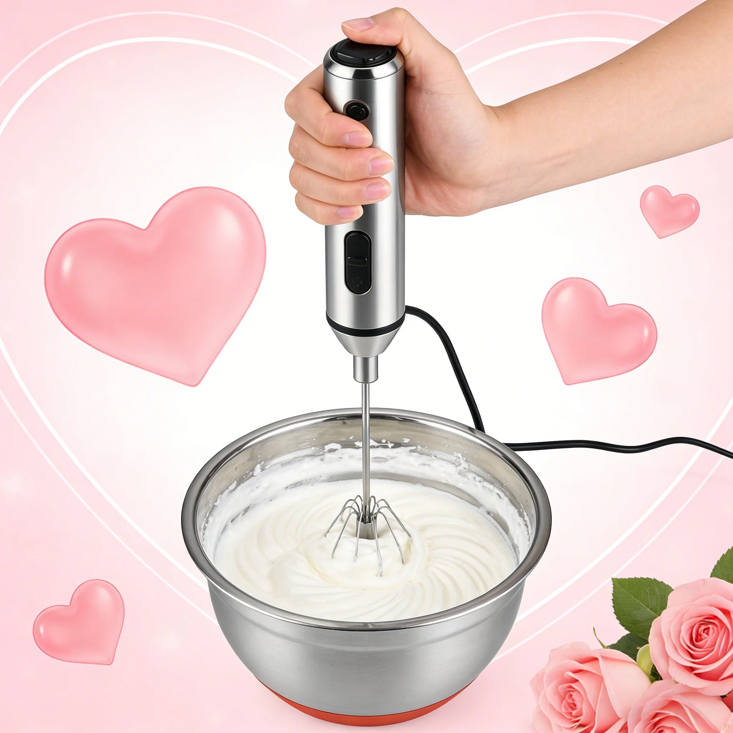 1-Second Mini Whisker, One-Press Handheld Milk Frother &Egg Beater, Perfect Valentine's Day Gift for Home Bakers & Coffee Lovers