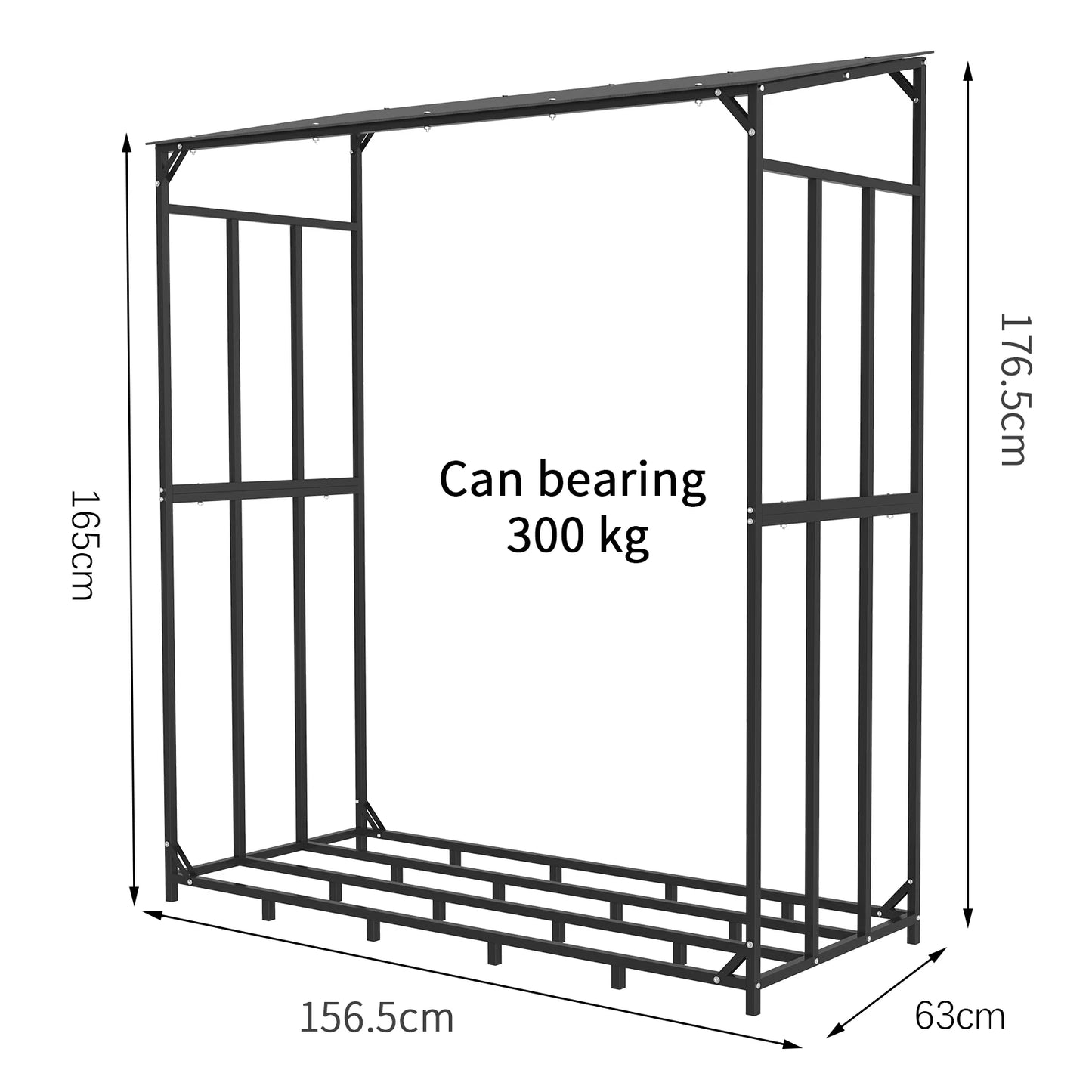 Heavy Duty Outdoor Firewood Rack With Protective Top Cover.