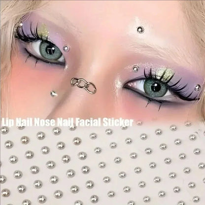 58pcs Non Piercing Lip Nails Sticker Self-adhesive Waterproof Reusable Fake Lip Nail Eyebrow Nose Ring Body Belly Button Jewelry