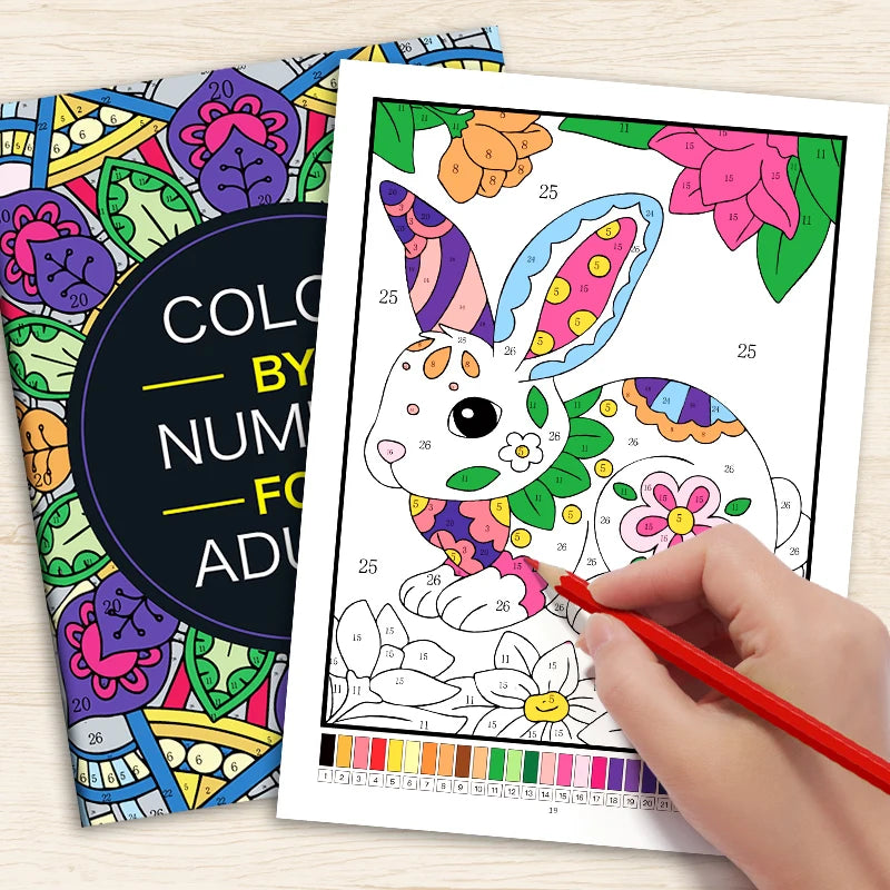 Color by Number for Adults Coloring Book 32 Pages Floral Mandala Design Stress Relief Relaxation Therapy Activity Book