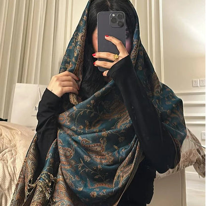 Autumn Winter Scarf Women Pashmina Shawls Cashmere Blanket Paisley Warm Thick Chunky Stoles Lady Elegant Poncho Outdoor Bufanda
