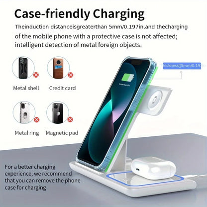 30W LED Fast Wireless Charger Stand For iPhone 15 14 13 12 11