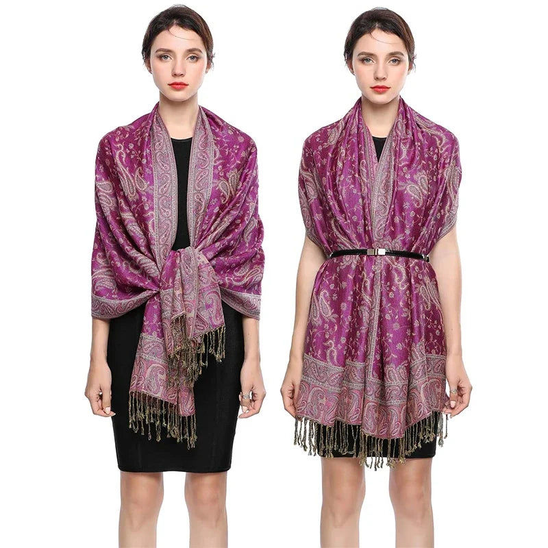 Autumn Winter Scarf Women Pashmina Shawls Cashmere Blanket Paisley Warm Thick Chunky Stoles Lady Elegant Poncho Outdoor Bufanda