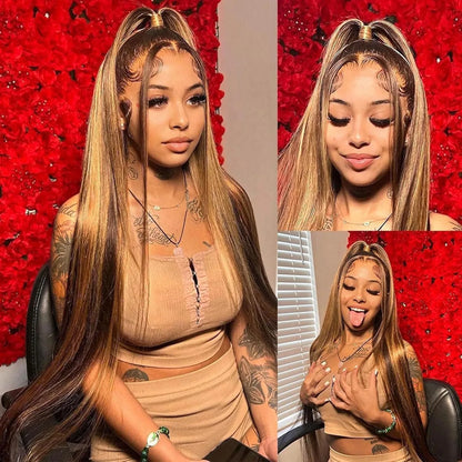 4/27 Highlight 13x6 Hd Lace Front Wigs Human Hair Wig 250 Density 40 44 Inch 13x4 Straight Lace Frontal Human Hair Wig For Women