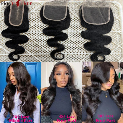15A Double Drawn Human Hair Bundle And Closure 100% Raw Human Hair Body Wave Human Hair Bundles With 4X4 Lace Closure 5X5/2X6