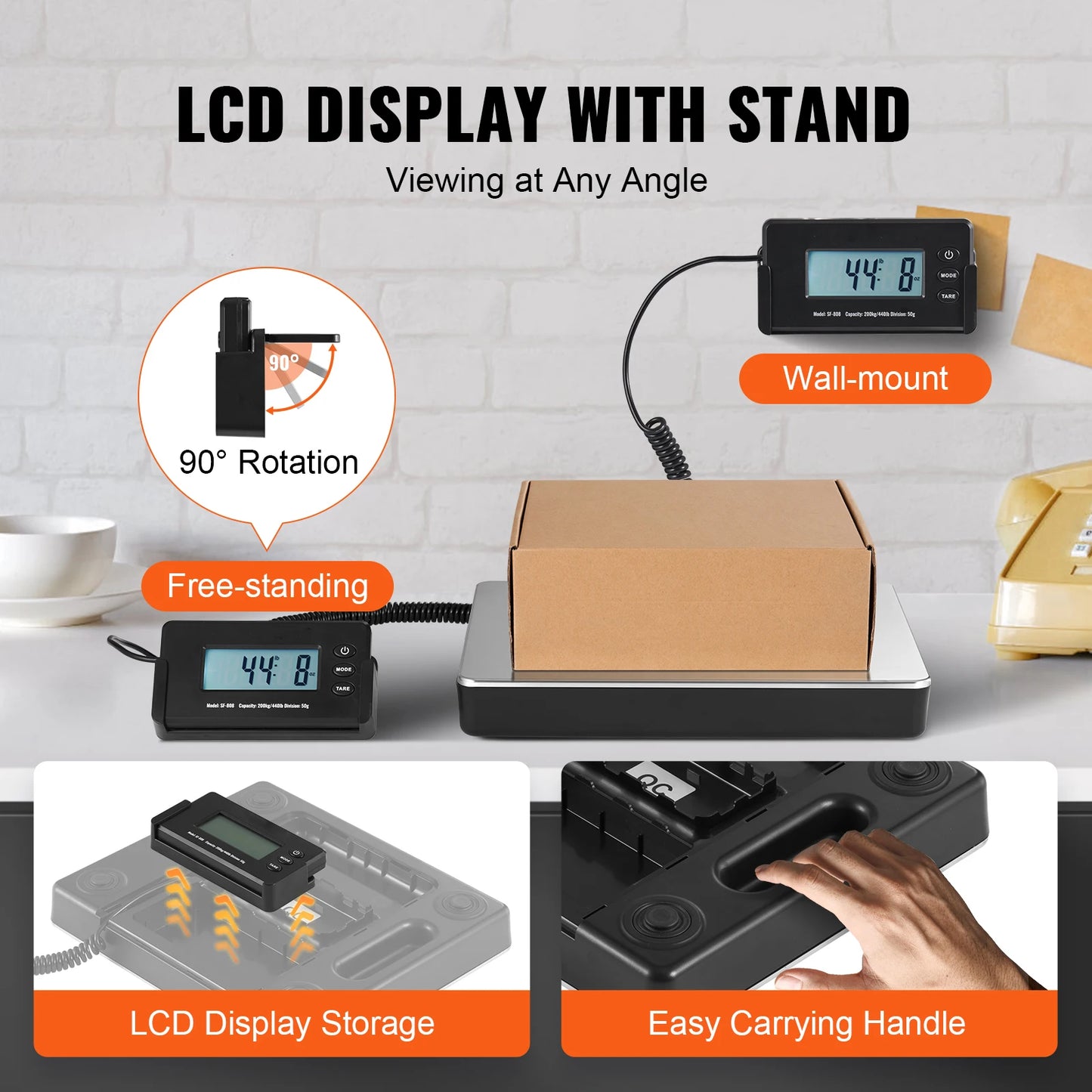 Portable 440lb digital shipping scale with timer.