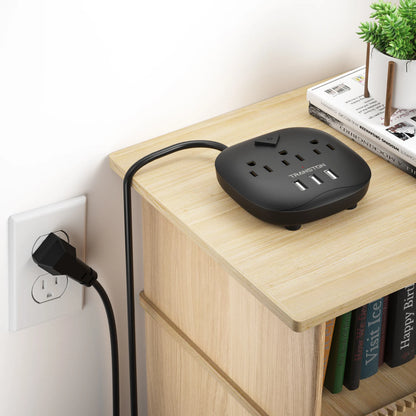 TRANSTON power strip    with switch, 3 power strip   , 3 USB Ports, 3.3ft Extension Cord, Quick Charge, Fire Resistant, For Home