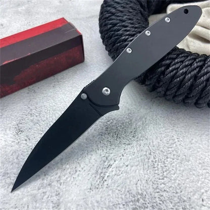 KS 1660 Ken Onion Leek Assisted Flipper Knife Bead Blast Plain Blade Stainless Steel Handles