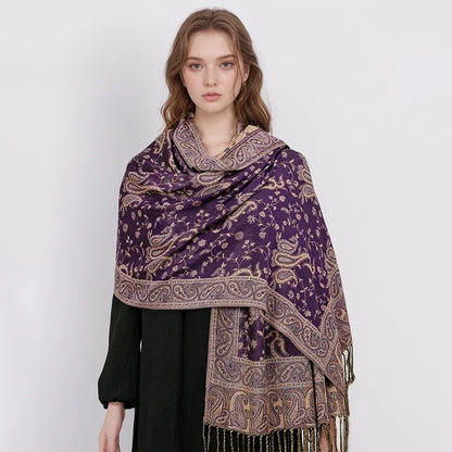 Autumn Winter Scarf Women Pashmina Shawls Cashmere Blanket Paisley Warm Thick Chunky Stoles Lady Elegant Poncho Outdoor Bufanda