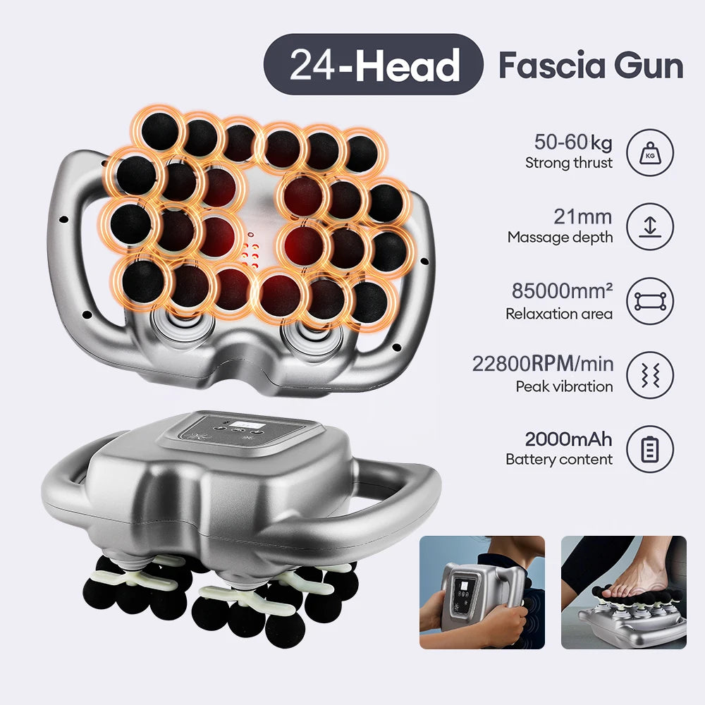 24‑Head High‑Frequency Massage Gun For Full‑Body Relief.